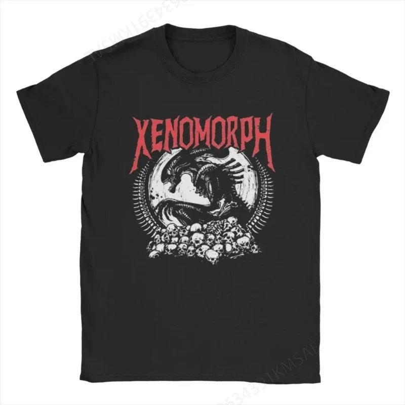 Camiseta de algodón para hombre, camisa de manga corta con cuello redondo, de la película Death Metal, Xenomorph Alien, ropa de verano