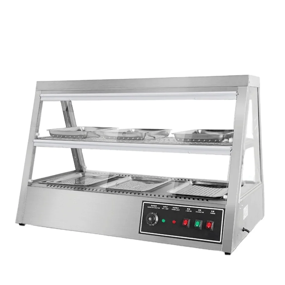 

Commercial stainless steel hot food display cabinets / glass food warmer display showcase for restaurant