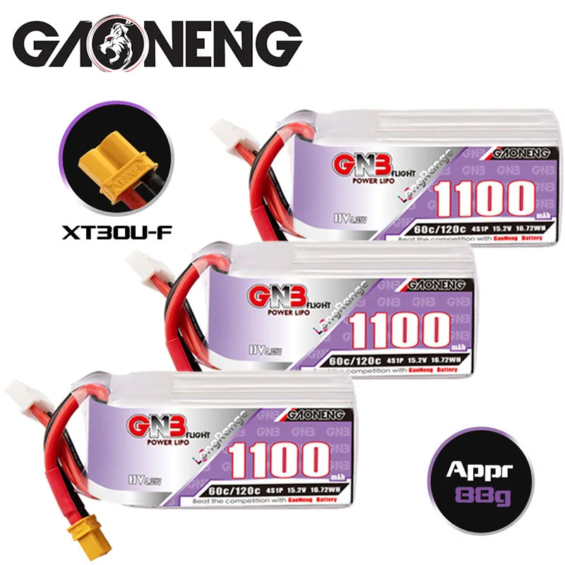 

GNB 4s 15.2v 1100mAh 60c/120c Lipo Battery For RC Helicopter Quadcopter FPV Racing Drone Spare Parts HV 15.2v Drones Battery