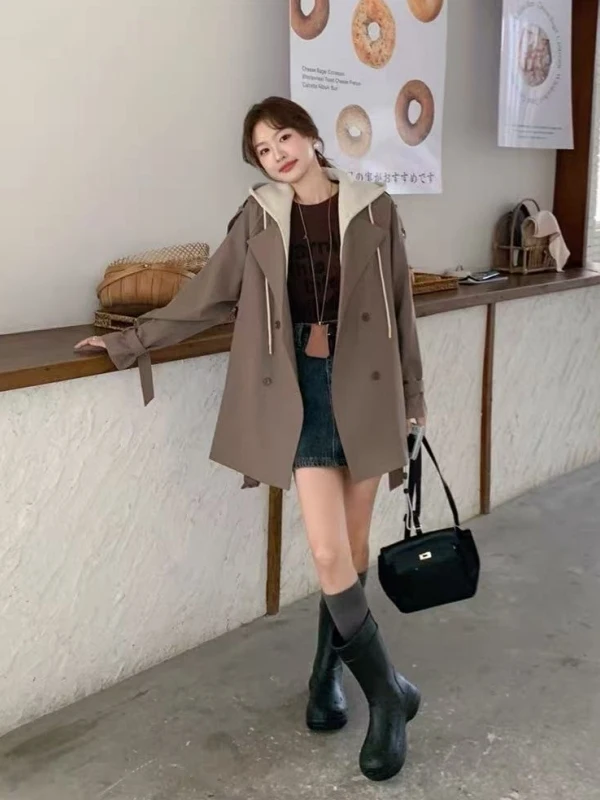 

Large Size Casual High-End Feeling Jaet Coat Women's Detachable Hooded Top Spring 2026 ex Sle American Faion