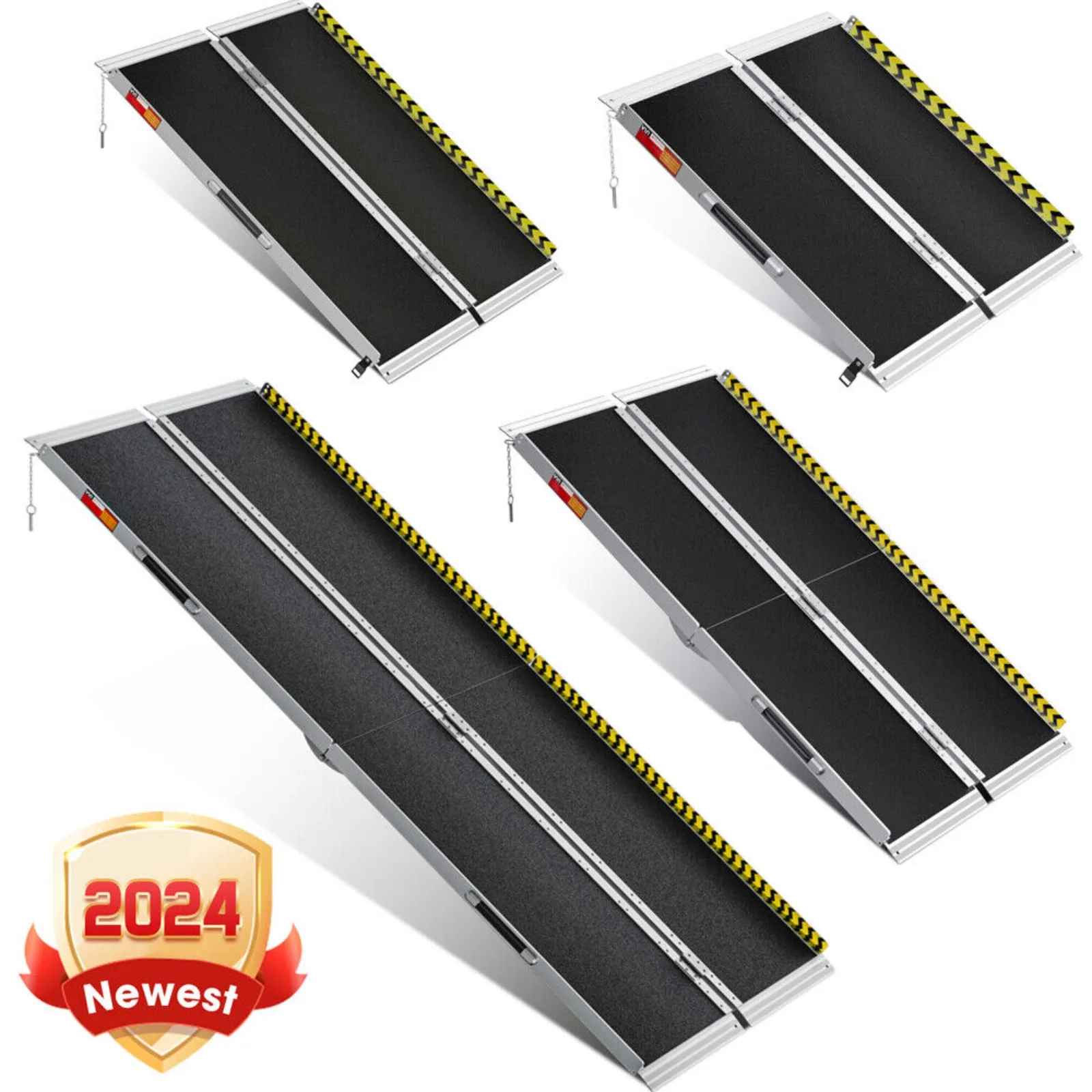 

US 2/3/4/5/6/7/8FT Home Wheelchair Ramp Non-Skid Folding Aluminum Ramps Steps