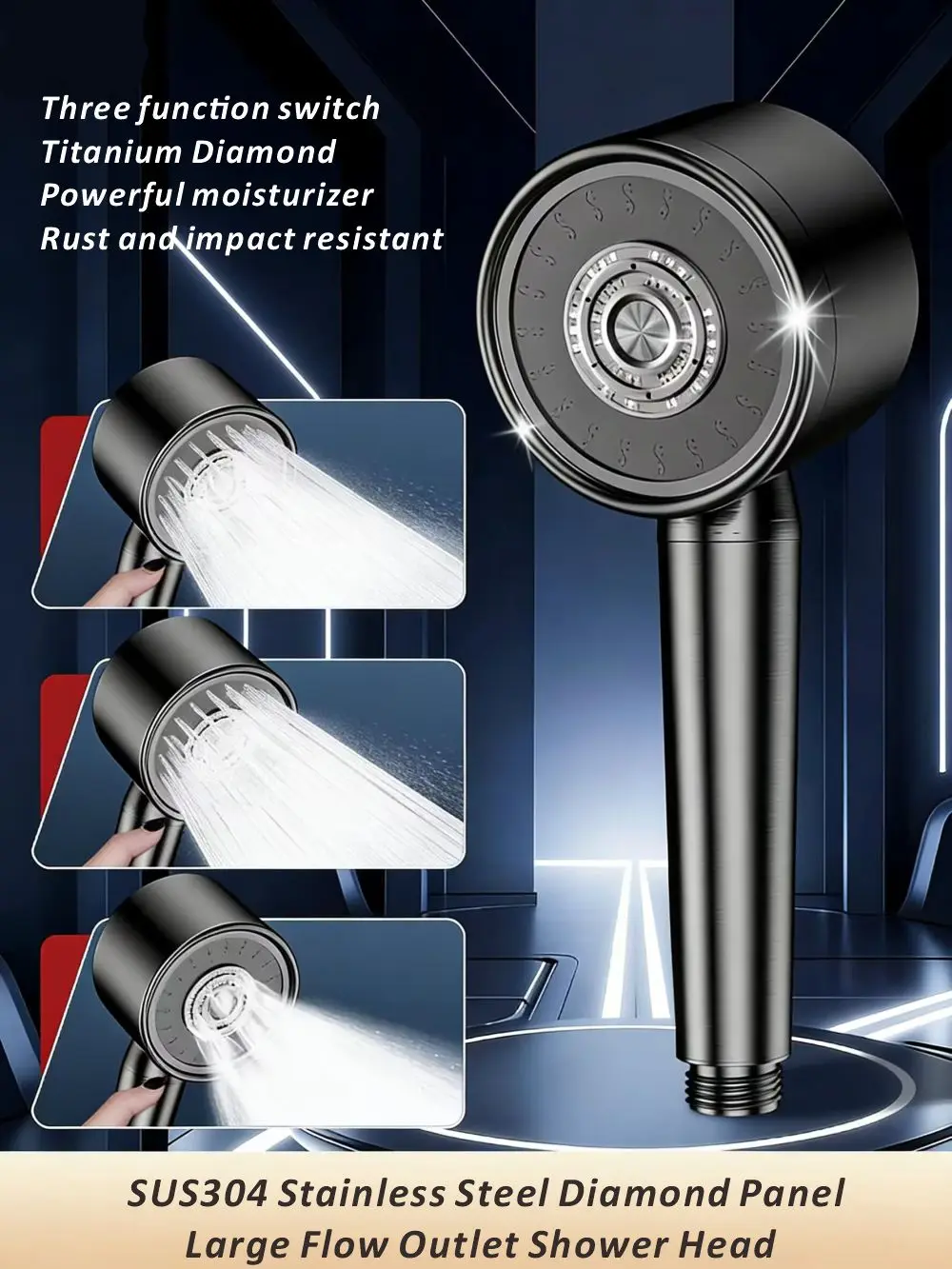 

Новая душевая лейка из нержавеющей стали с алмазной панелью, высоконапорная, водосберегающая, с функцией тропического душа