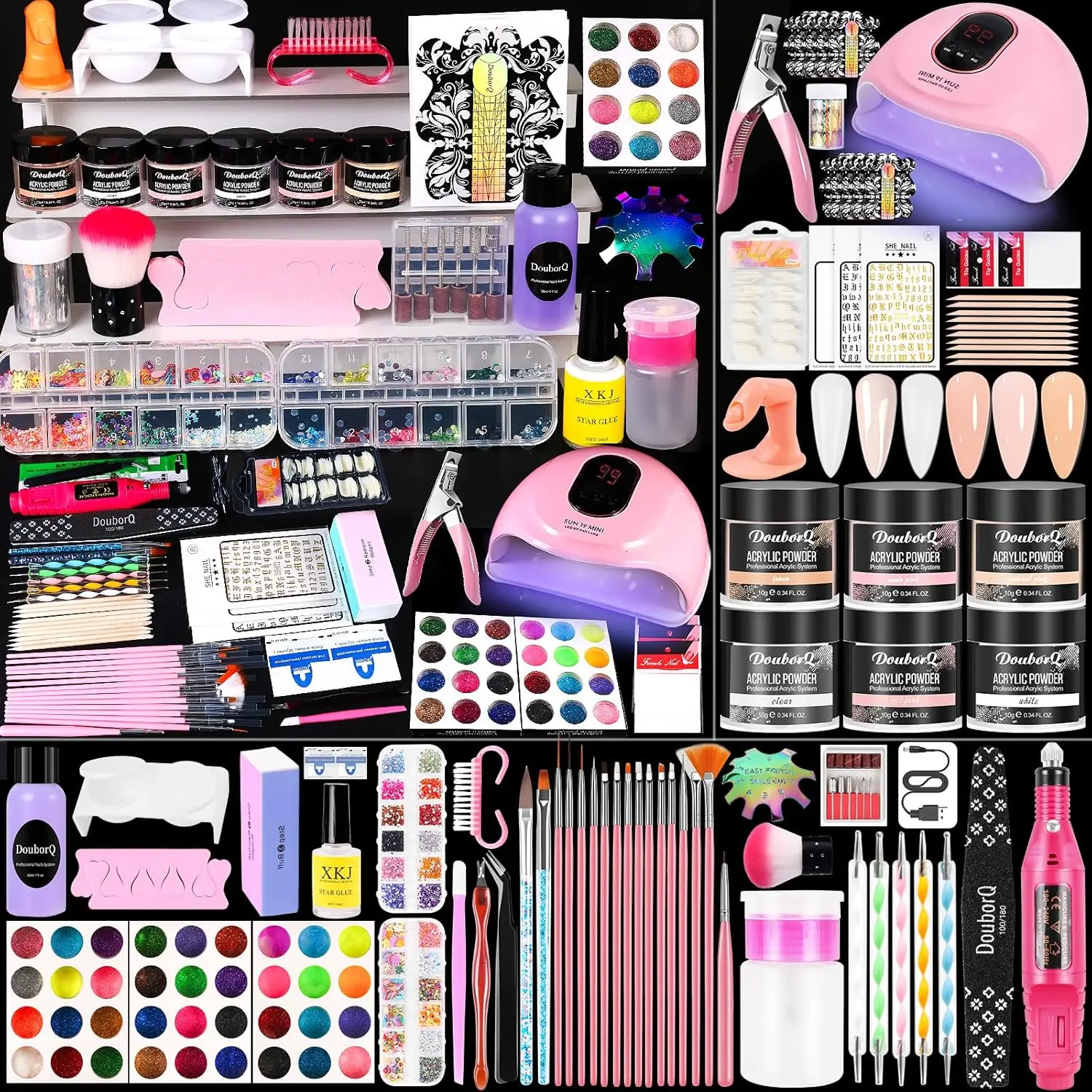 

Complete Acrylic Nail Kit with Drill and UV Light for Beginners, Includes All Essential Tools