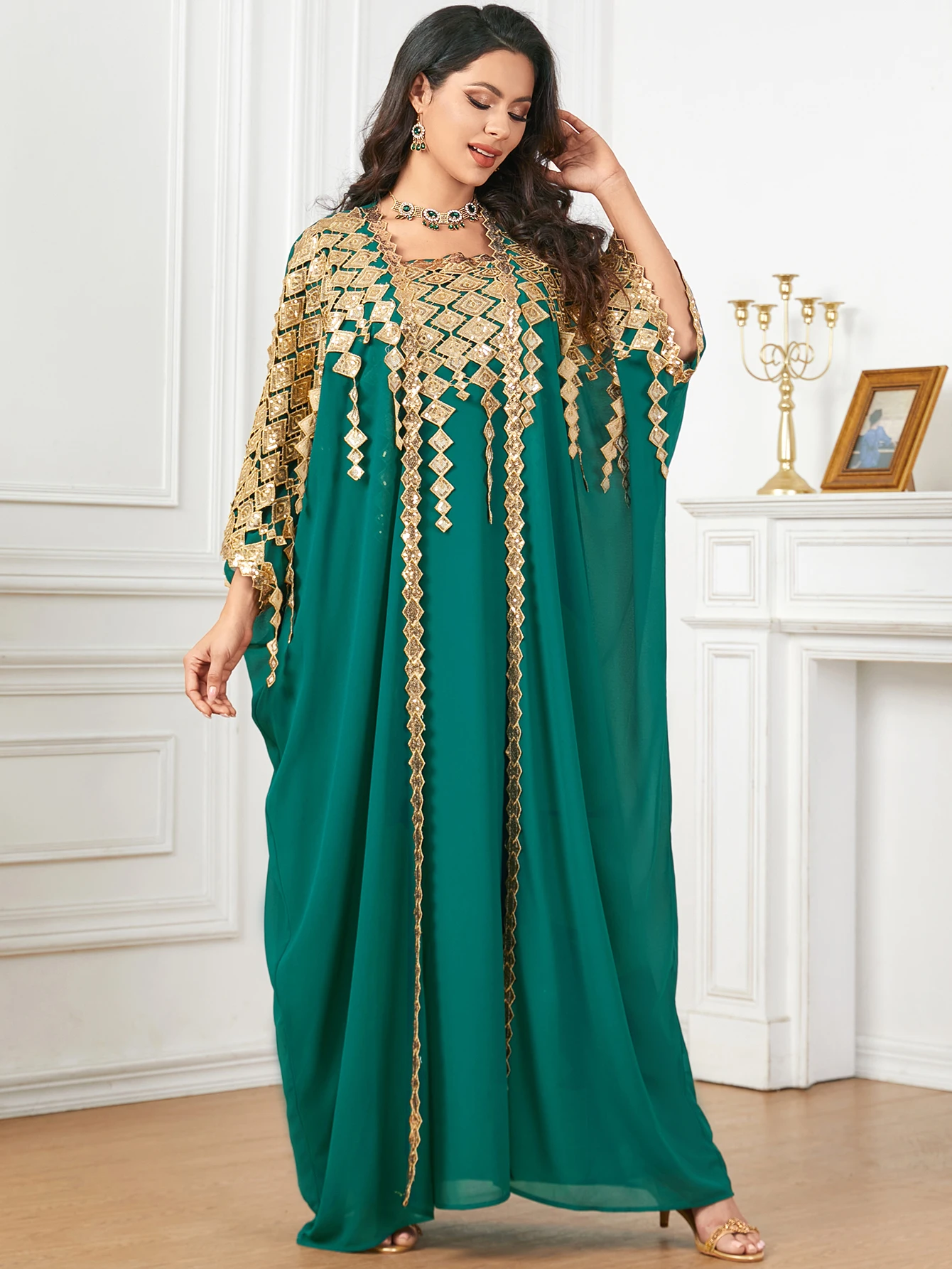 Abaya muçulmana com vestido interior para mulheres, Ramadan Abayas Robe, Caftan, Jalabiya, vestido de festa, 2 Piece Set, Eid, 2024