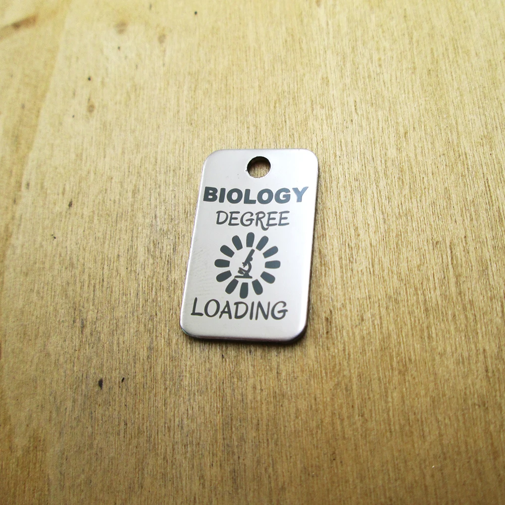 20pcs--Biology degree loading stainless steel charms Laser Engraved DIY Charms Pendants