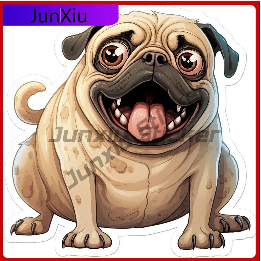 

Fat Cartoon Pug New Limited Fade Resistant Stylish Window Decal Sticker Waterproof Vinyl Laptop Bumper Auto Exterior Gift