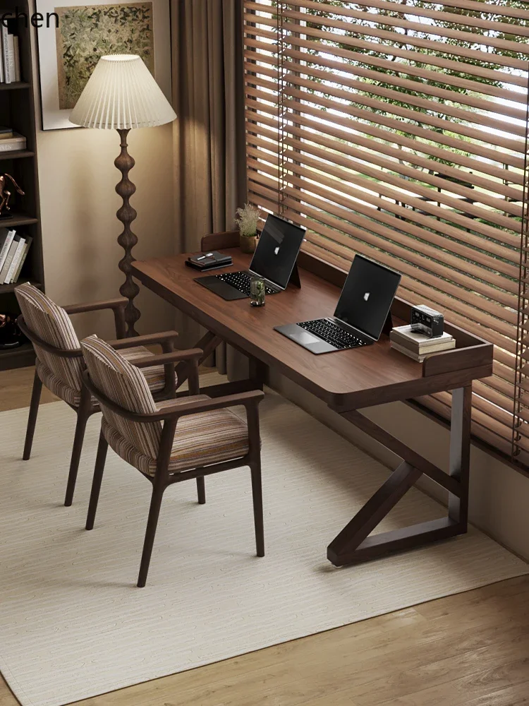 Solid Wood Computer Desk New Model with Partition Double  Home Bedroom Long Office Desk Workbench