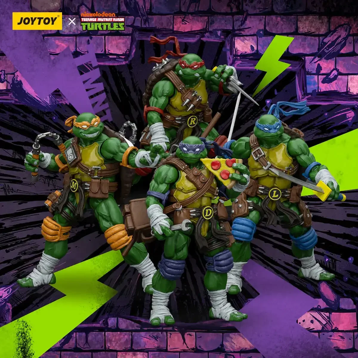 [IN STOCK] JOYTOY TMNT 1/18 Action Figures Raphael Leonardo Donatello Michelangelo 4PCS Model Gift With box