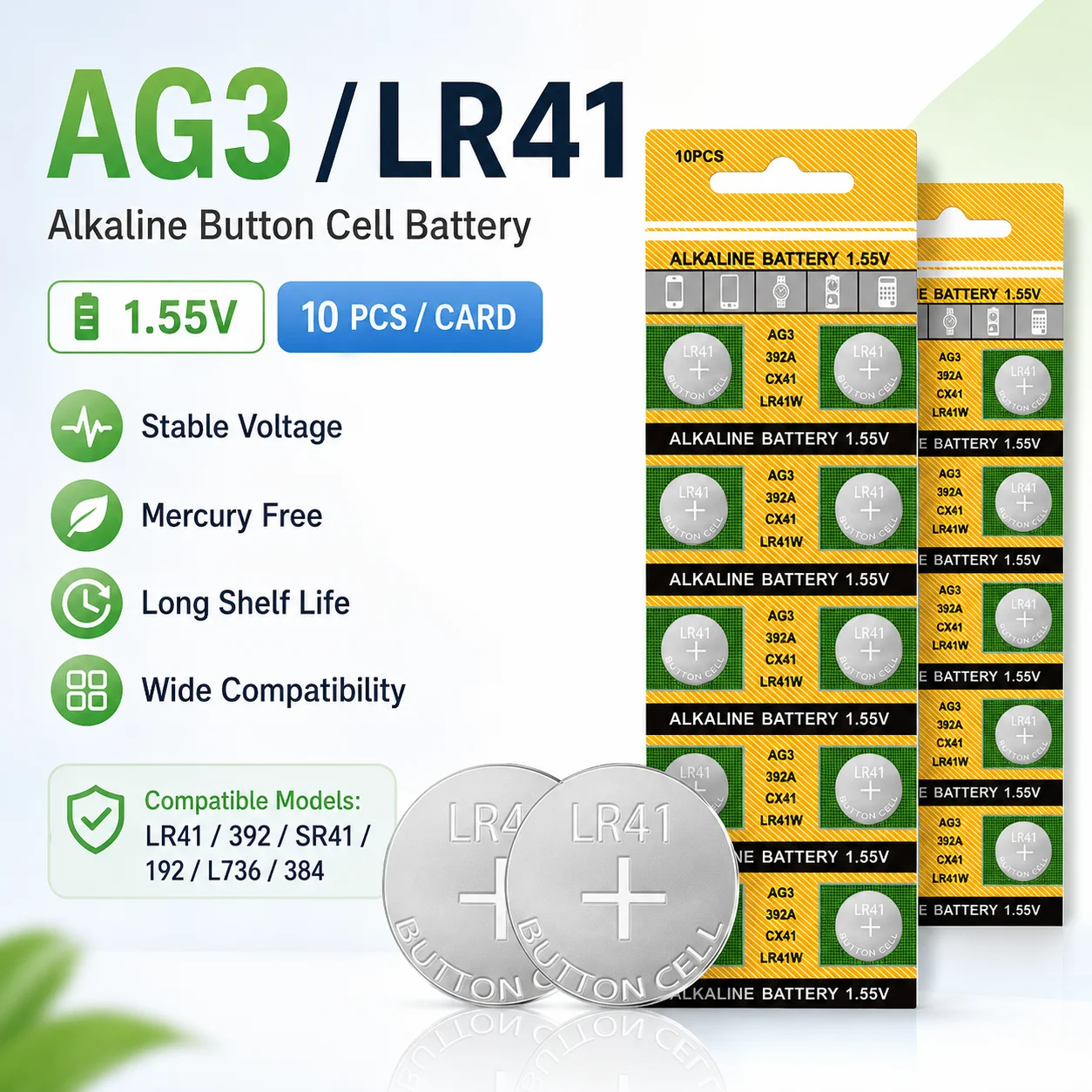 

LR41 AG3 392 SR41 192 L736 384 1.5V Alkaline Button Coin Battery Brand New For Watch Mini Flashlight Toys