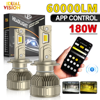 H4 LED Headlight Bluetooth APP Control Color 180W H4 H7 LED H1 H11 9005 9006 HB3 HB4 Auto Bulbs LED Lights for Car Headlights