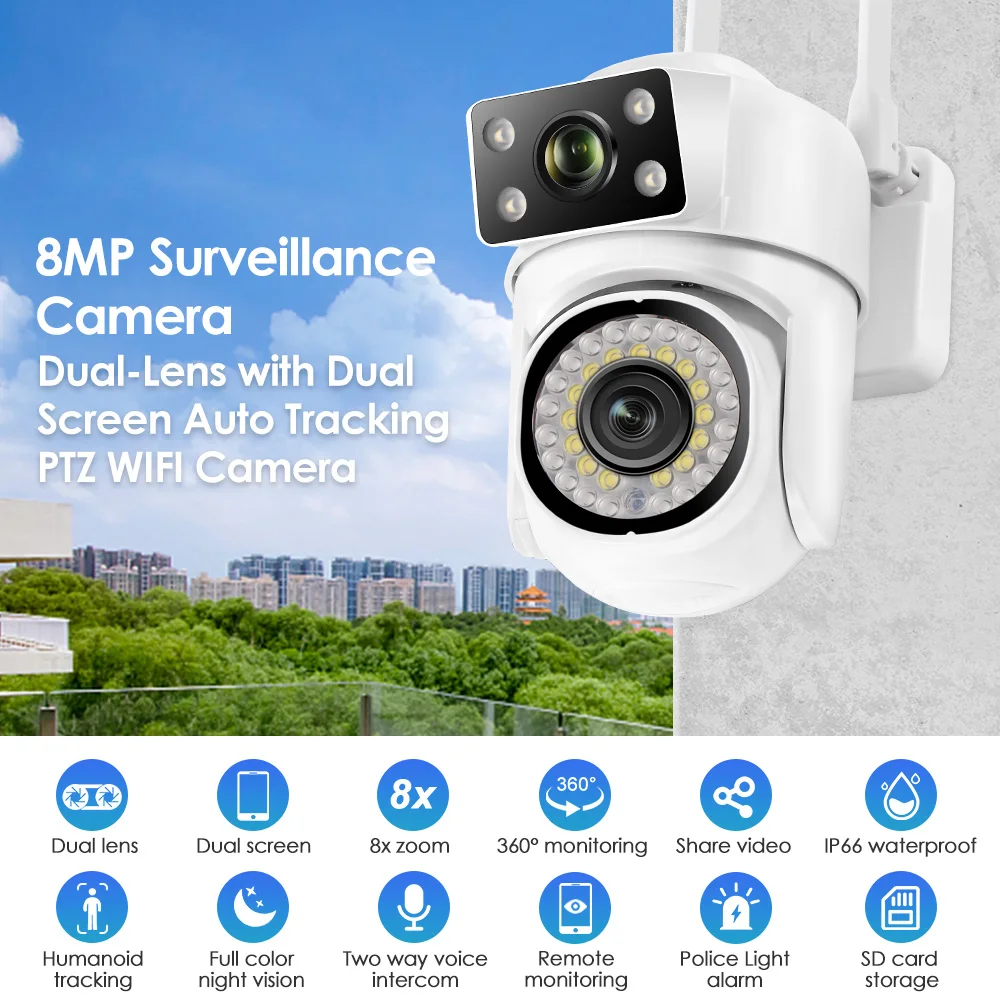5MP HD IP Camera Outdoor Security Color Night Vision 3MP Wireless WIFI Video Surveillance Cameras Smart Human Detection iCsee