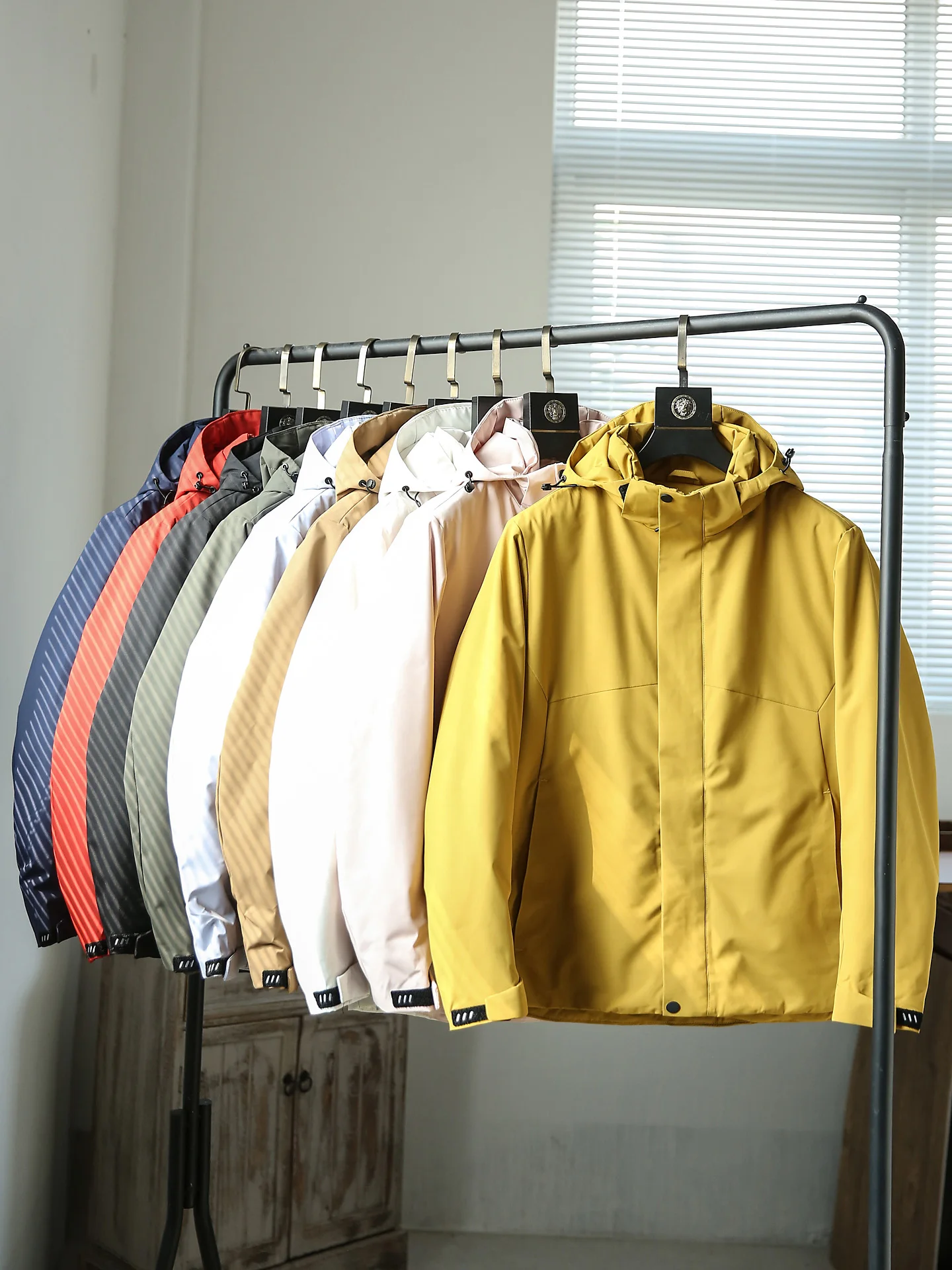 

Autumn Winter New aphene Inner Outdoor Hooded Cotton Jaet Men's Lightweight Warm Coat Youth Stand Fit Long Sve Zipper