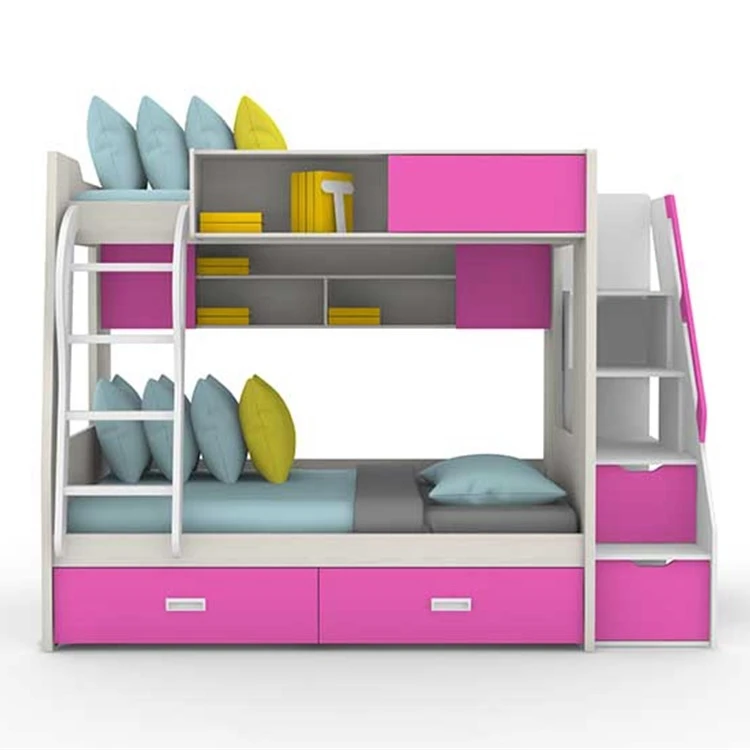 

*Children's Furniture with Lockers Bedroom Set with Double Drawer Hanging Ladder Bunk Bed