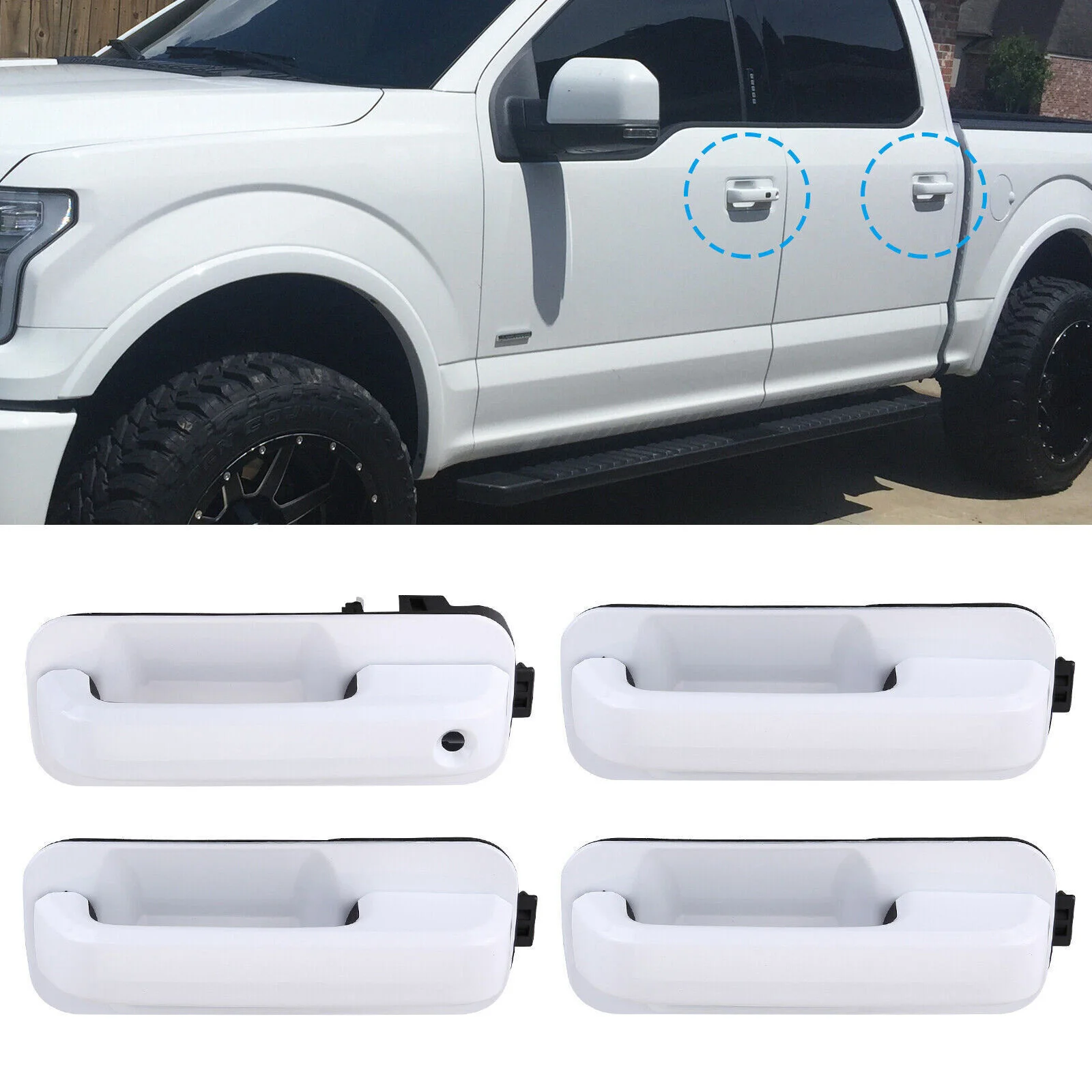 

4Pcs Exterior Door Handle Set for Ford F-150 2015-2020 Oxford White Paint Code YZ Without Passive Entry Replacement
