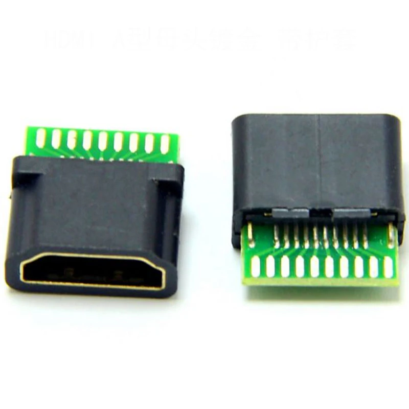 Cltgxdd 1-51Piece 19PIN 19P HDMI FEMale Jack/socket HD Connector With PCB Board Solder Wire Connection Type With Plastic Shell