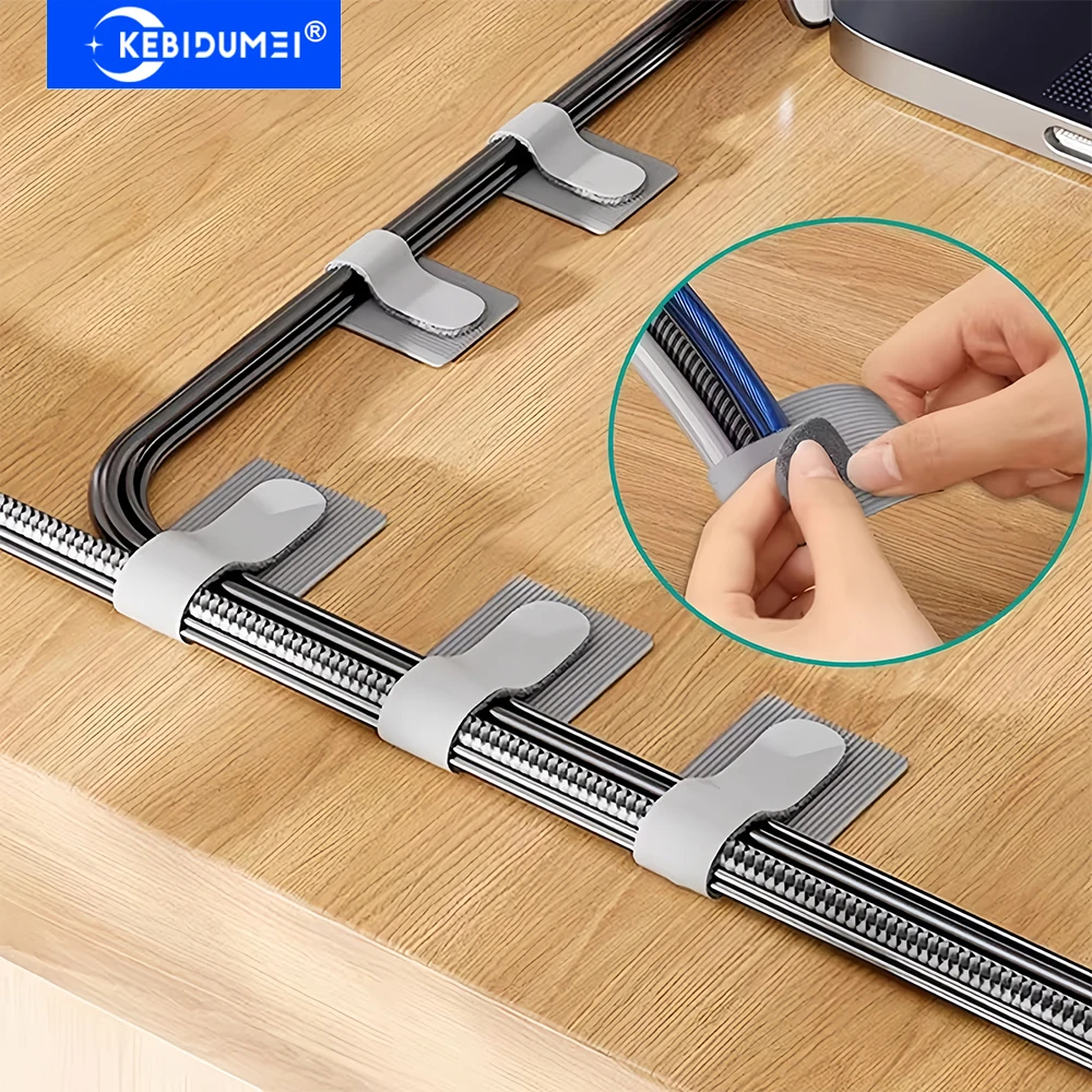 Self Adhesive Reusable Hook and Loop Cable Ties Adjustable Winder Cord Organizer Straps for Desk Home Office Cable Management