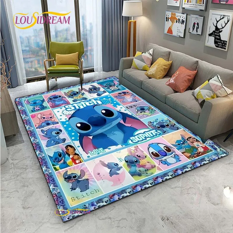 Disney Stitch Cartoon Anime Cute Carpet for Living Room Bedroom Rug Kitchen Door Kids Un-slip Floor Mats Alfombra Birthday gift