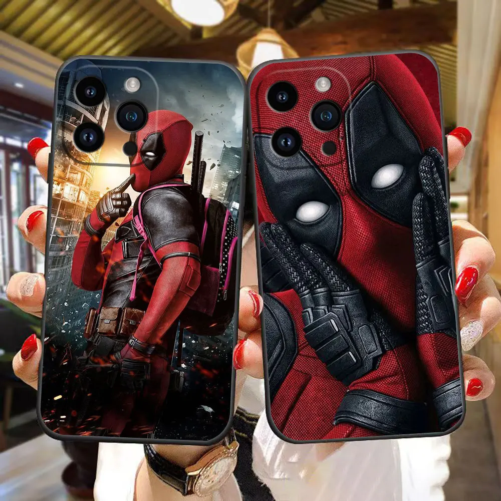 Funda de teléfono Marvel Hero Deadpool para iphone 16 15 14 13 12 11 Pro XS Max Mini X SE 2020 2022 8 7 6 5 Funda de silicona negra