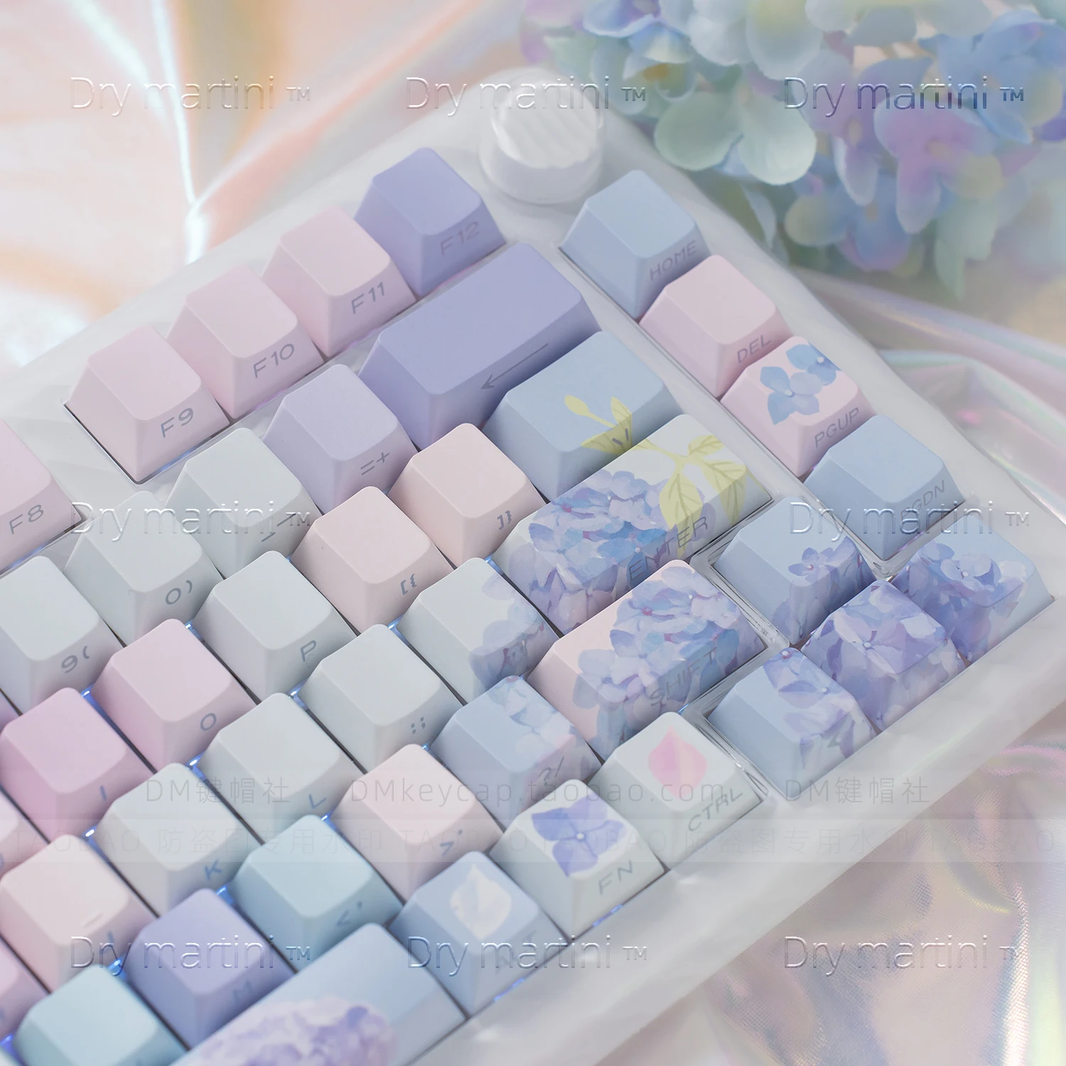 Endless summer theme flower language side engraved transparent keycap original PBT adaptation 68/84/87/98/108, etc
