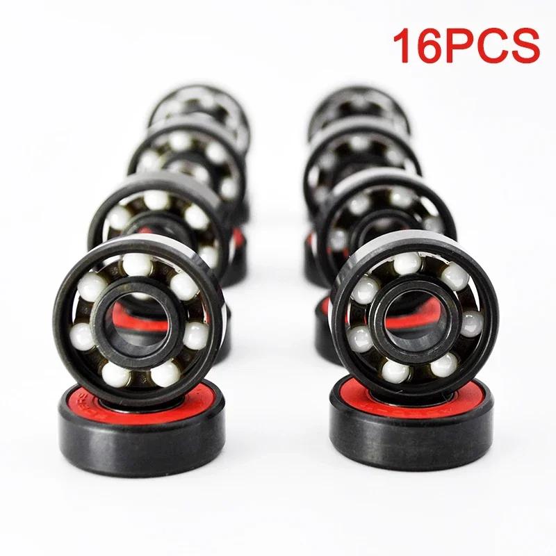 16pcs 608 2RS Hybrid Ceramic Ball Bearing 8*22*7mm ABEC-11 High Speed Roller Skate Skateboard Wheel Miniature Longboard Bearings