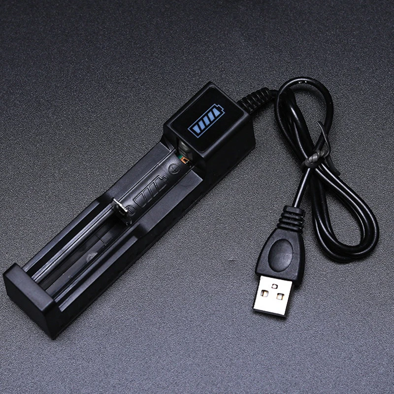 1PC 1 Slot USB 18650 Charging 3.7V Rechargeable Lithium Battery For 16340 14500 18650 26650 Battery Charger