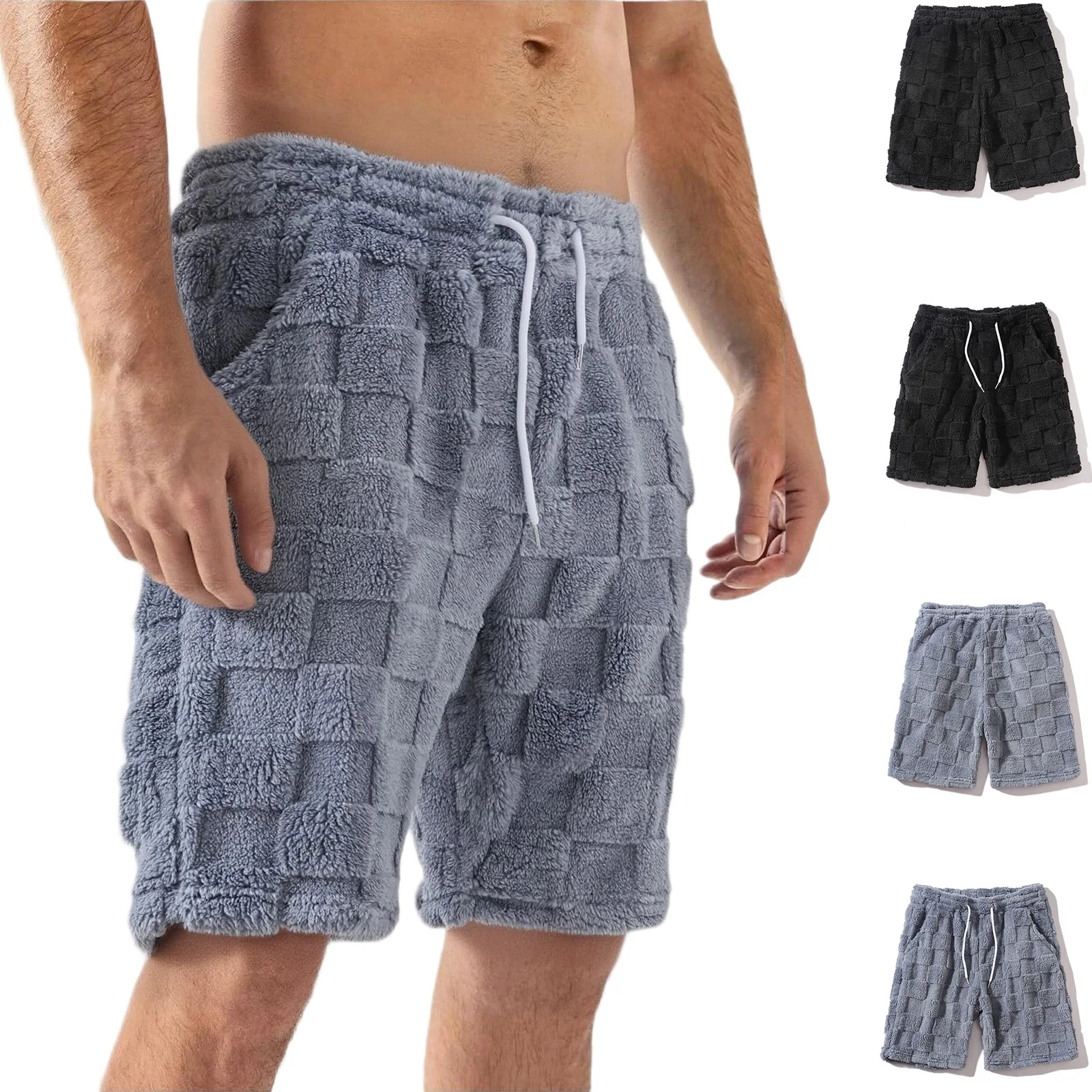 

Men's Short Pants Pajama Plush Fashion Casual Pajama Soft Autumn Winter Plush Pajama Pants Home Sleep Pants Sleepwear