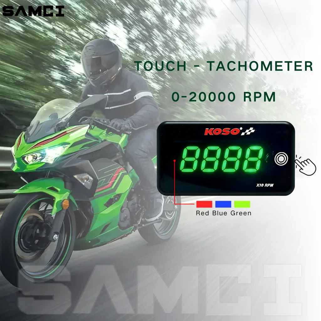 KOSO Square Digital Tachometer Touch RPM Gauge Auto Brightness Waterproof For Kawasaki Z900 Z750 Z800 Z650 Z1000