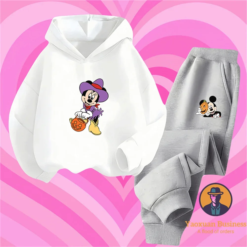 

Stylish 2025 Disney Mickey Mouse Halloween Children Hoodie Set Cute Cartoon Printed Windproof Warm Autumn Winter Fashion​