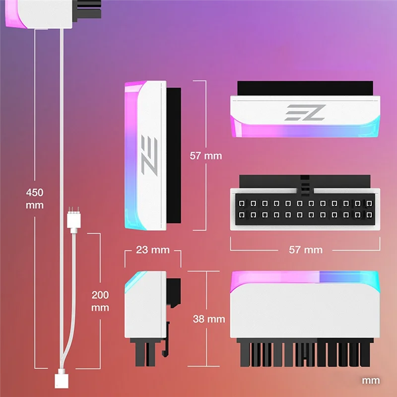 Exquisite-1Set 5V Synchronized 24 Pin Turn Header Computer Motherboard 24P To 90° Connector Atx Power Supply ,B