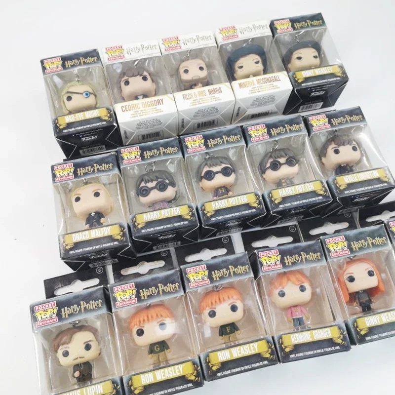 2025 nuevo llavero FUNKO Harry con caja Ginny Ron Fawkes Hedwig Hermione bolsillo vinilo figura de acción juguetes regalos decoración