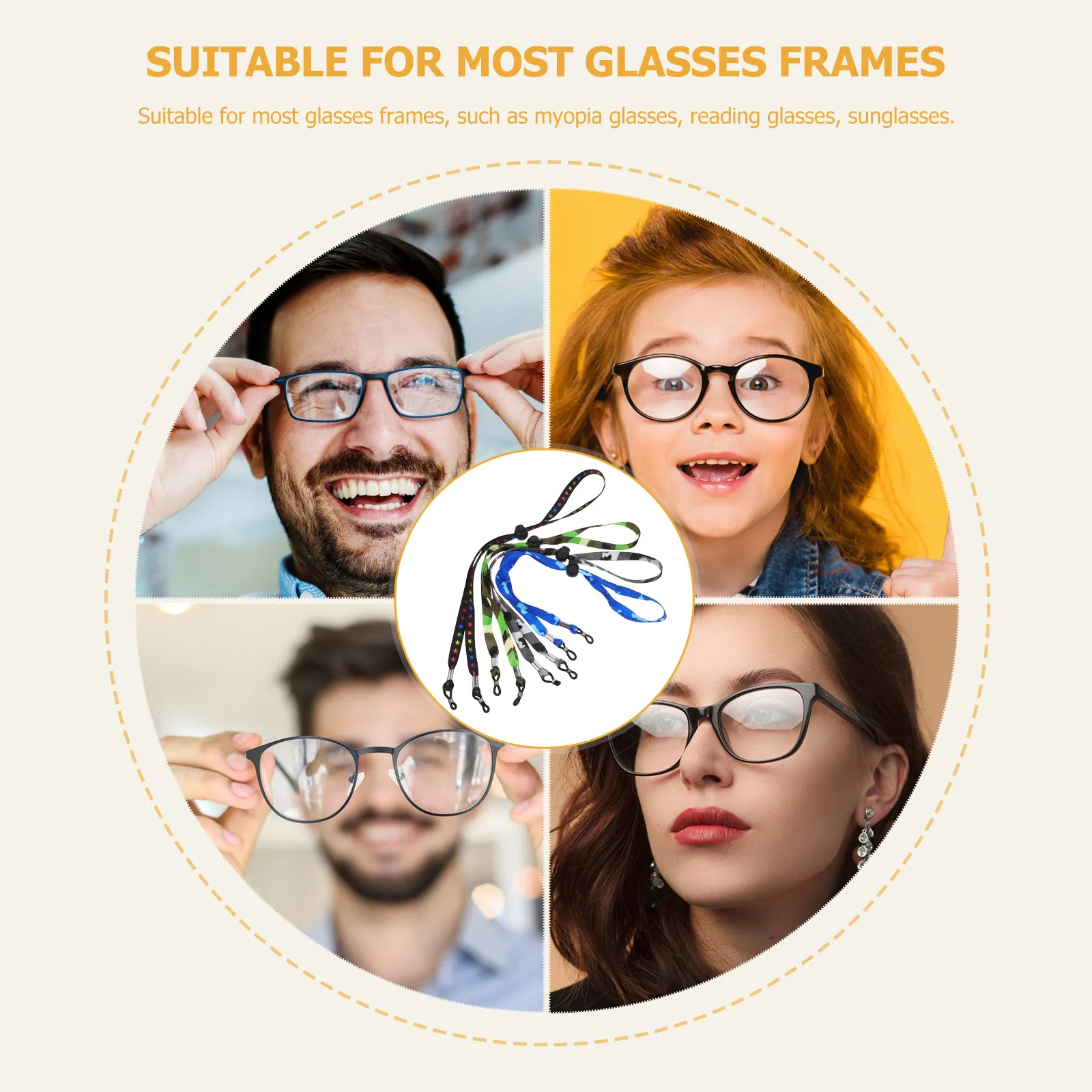 

4Pcs Sunglasses Lanyard Anti- Rope Strong Polyester Material Adjustable Fit for Glasses Comfortable Lightweight