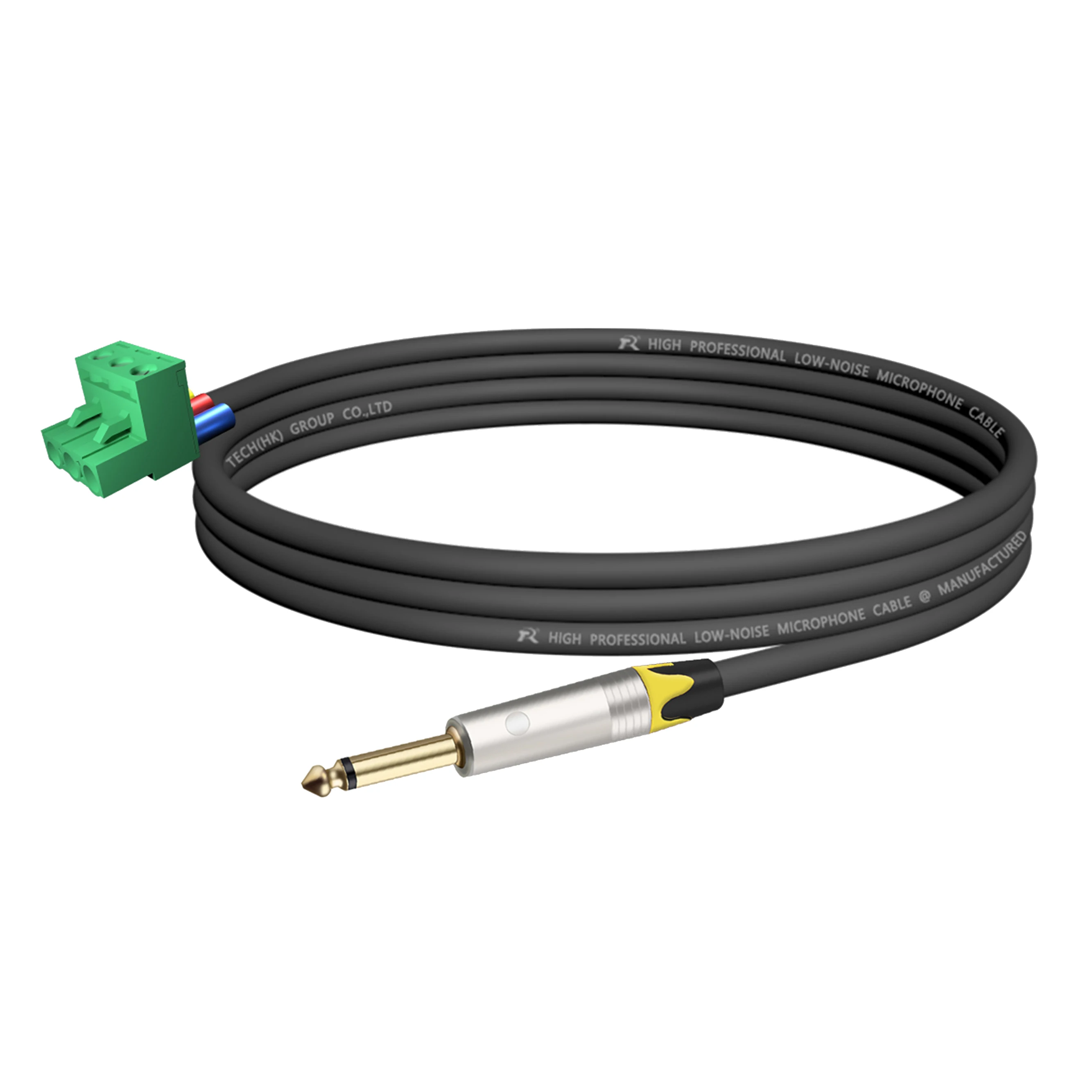 6,5mm/6,35mm TS-Audiokabel, 6,35mm Stecker auf 3-Pin Phoenix Schraubklemmen-Adapterkabel, verwendet in professioneller Audiogeräteausstattung. – Detail 12