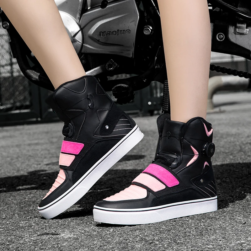 أحذية واقية للدراجات النارية للسيدات للفصول الأربعة، أحذية ركوب عالية الجودة مضادة للانزلاق ومقاومة للاهتراء وجيدة التهوية