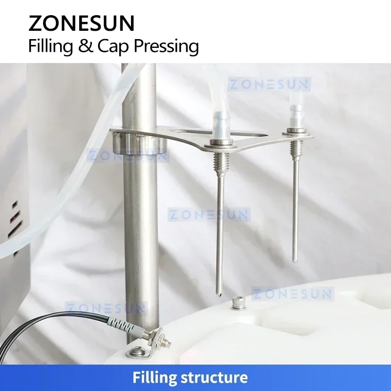 ZONESUN ZS-AFC42 Pompa peristaltica Riempitrice e tappatrice automatica per bottiglie di profumo Pressa monoblocca Macchina per crimpare