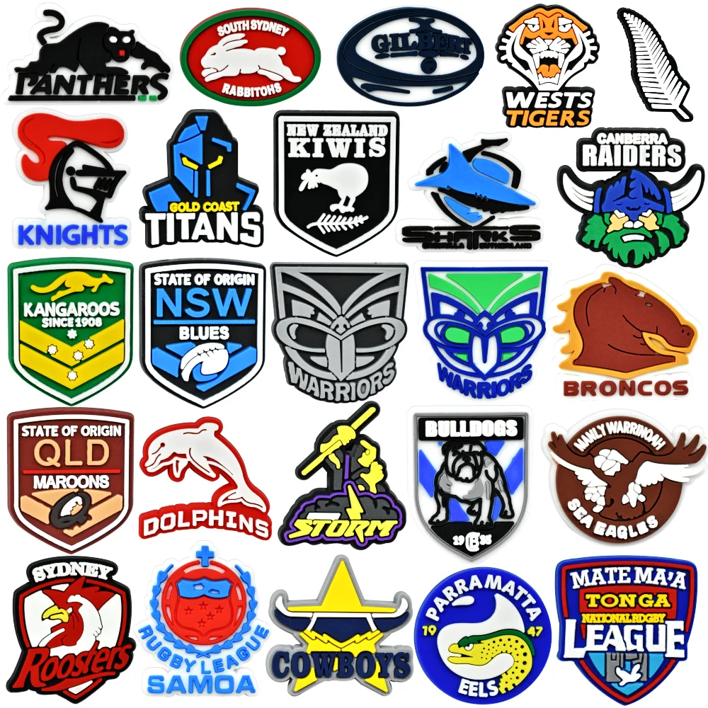 1PCS New Hot Selling Teams Australia Shoe Charm For Accessories DIY Garden Slipper Decoration PVC Wristband Button Party Gifts