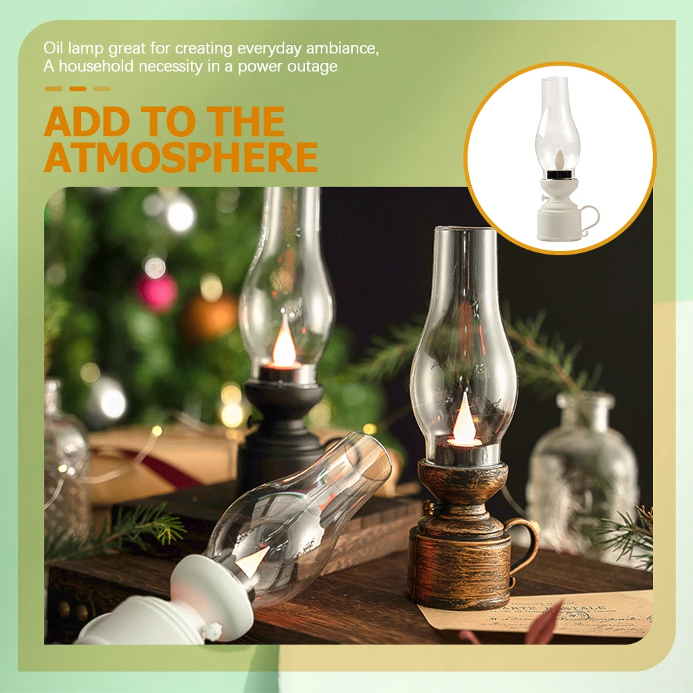 

Retro Lamp LED Night Light Plastic Flameless Oil Lantern Decor Home Garden Buddha Hall Power Outage Gift