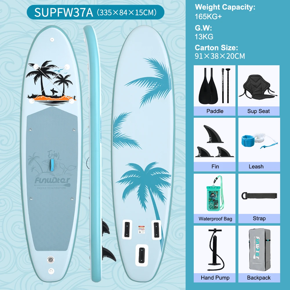 FunWater Opblaasbare Stand Up Paddle Board Peddelen Board Surfplank Surf Sup Board 320-385CM Antislip Watersport Paddle Board