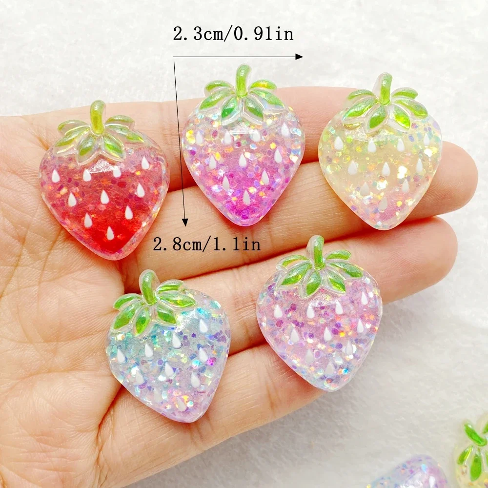 10pcs Cute colorful shiny strawberries Resin Cabochons Scrapbooking DIY Jewelry Craft Decoration Accessorie