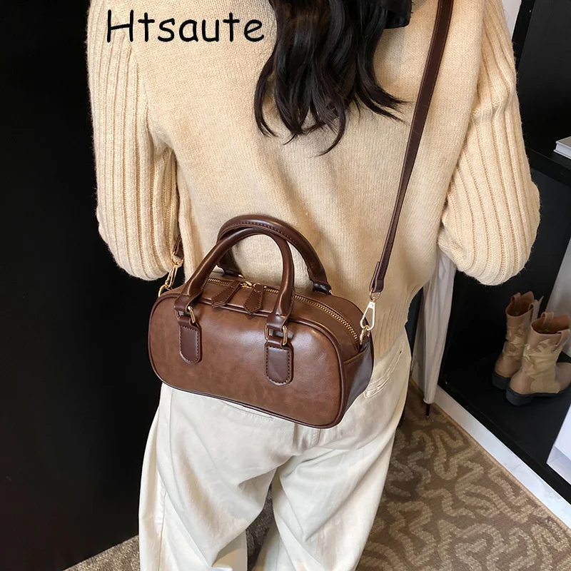 

Women's PU Leather Handbag Versatile Buckets Solid Color Single Shoulder Crossbody Bag Commuting Bag Girl Underarm Bags bolasa
