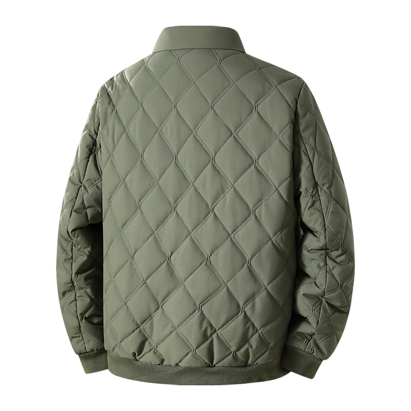 Autumn Winter Business Casual Parka Men Solid Argyle Jackets Male Lightweight Turn Down Collar Warm Safari Style Parkas Outwear