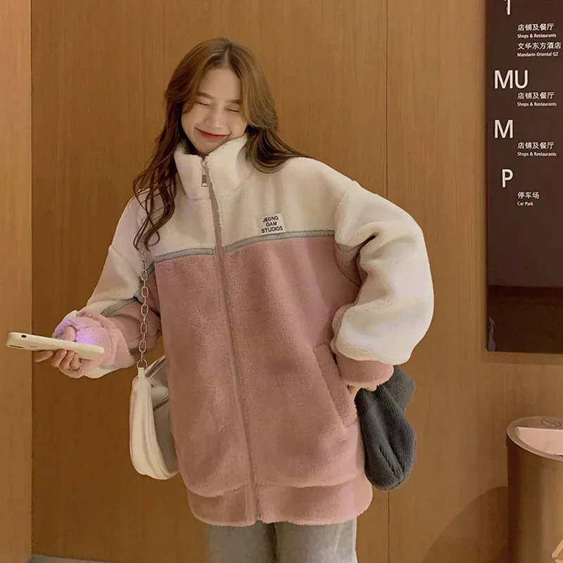 Winter Fleece Coat 2024 New Korean Style fleece-lined Thickened Women's Autumn and Winter Loose Small Top