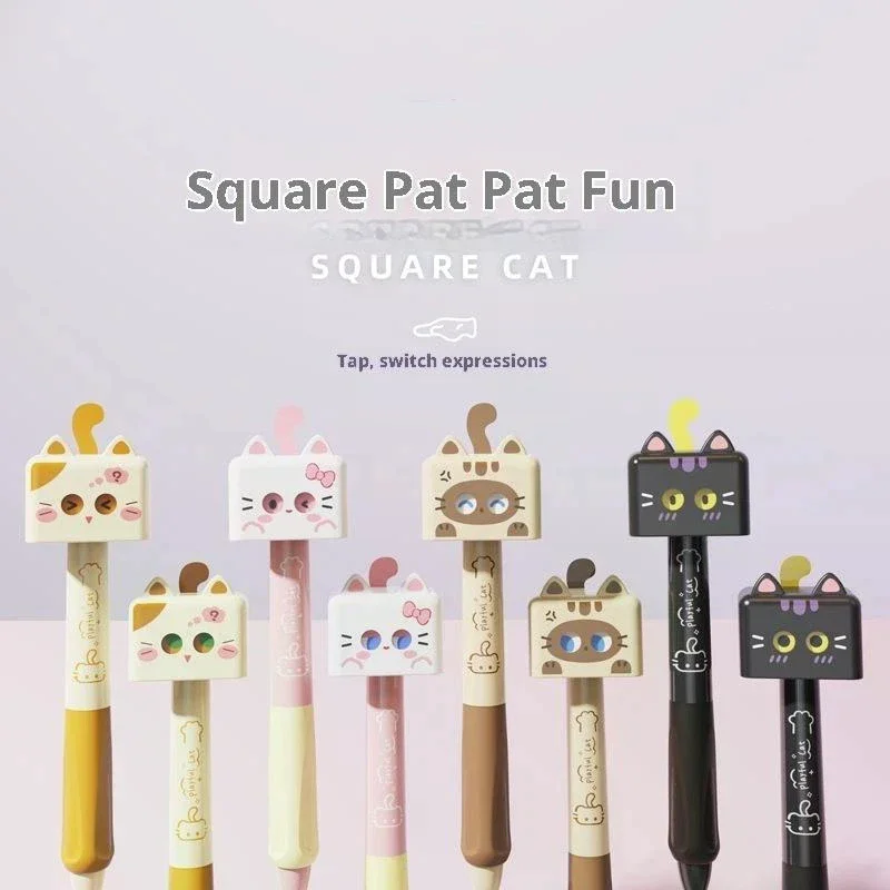 Cute Cat Design Gel Pen 0.5mm Fine Point Black Ink Smooth Ballpoint Stress Relief Quick Dry Neutral Pen for School & Office