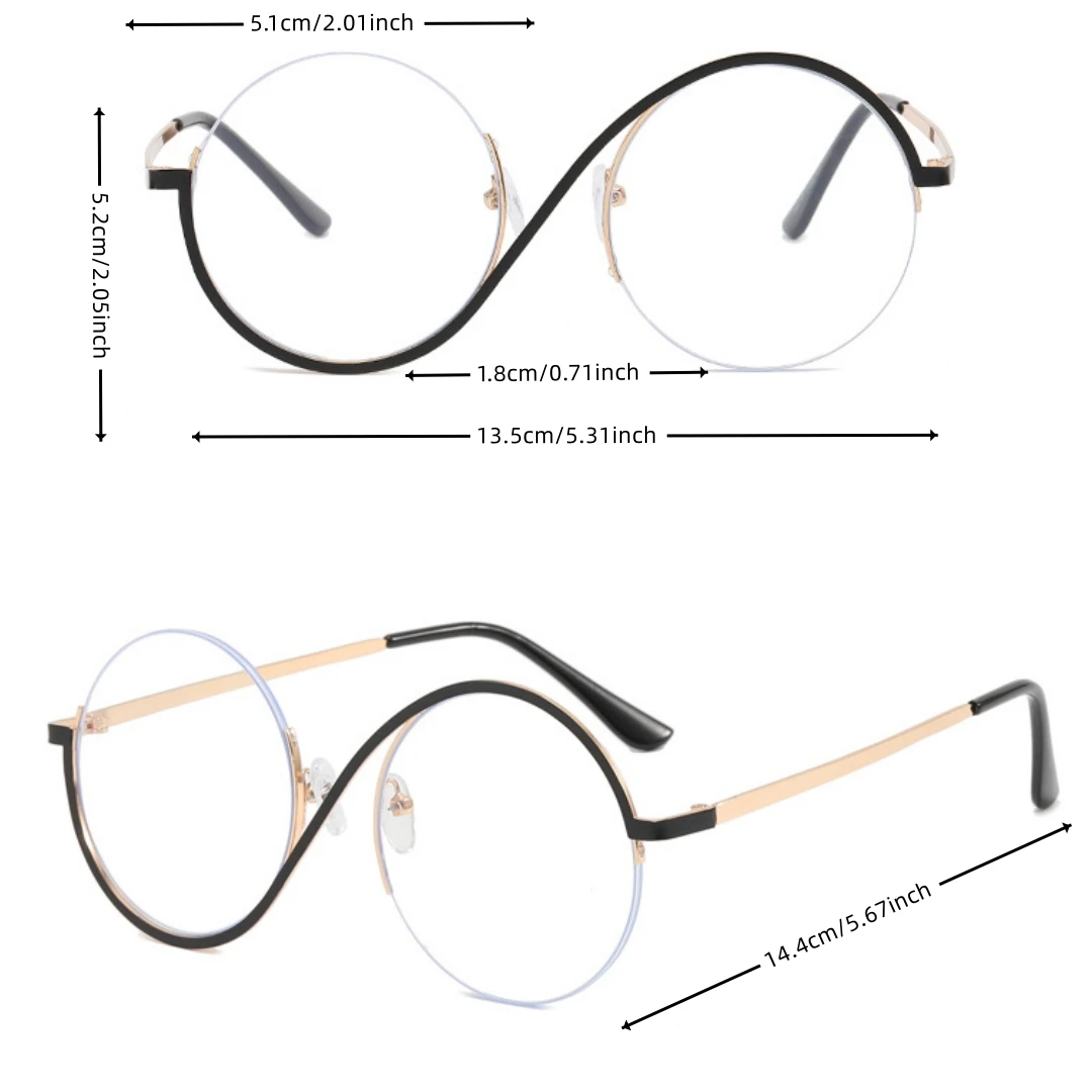 A pair of pc metal half-frame optical anti-blue glasses, female comfortable flat mirror can be equipped with myopia glasses.