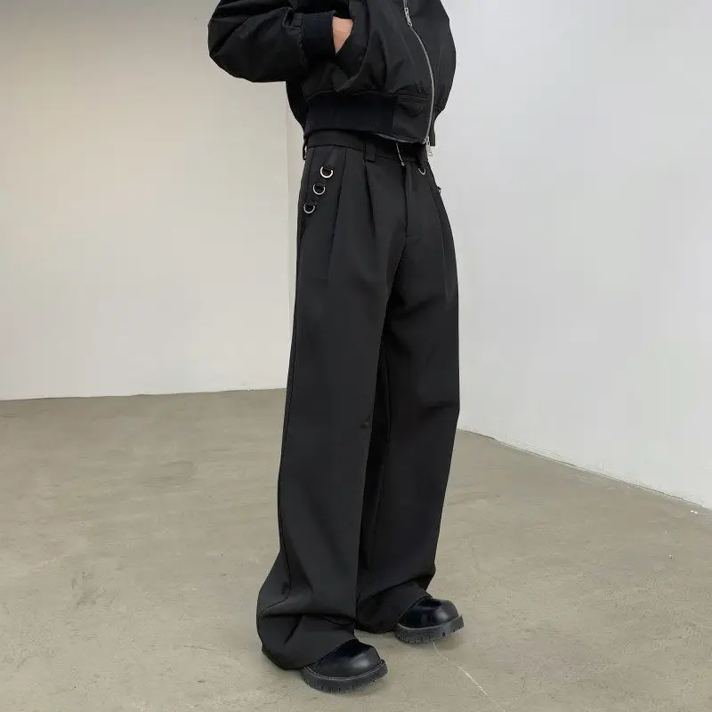 Metal Decoration Niche Suit Pants Men's Loose Korean Version Cool Straight Leg Wide Leg Pants High-end Floor Length Pants