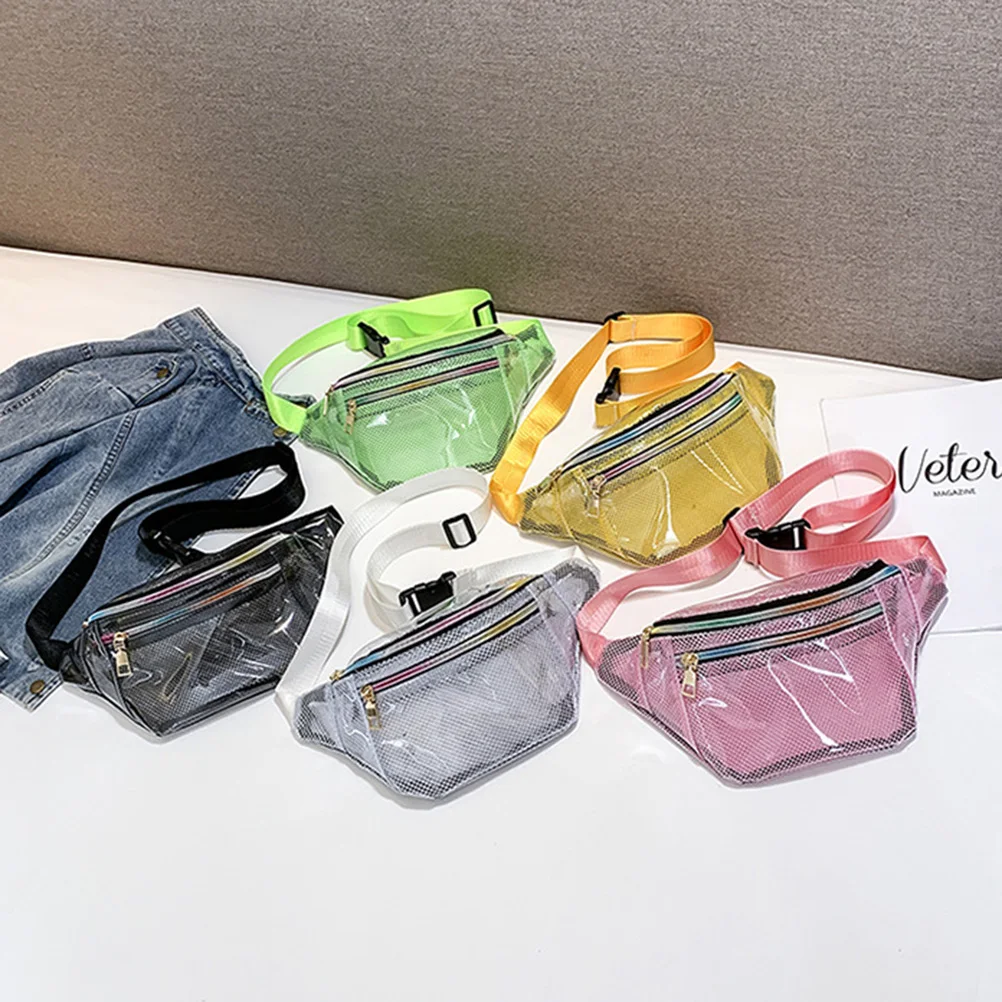 

Waterproof Mesh Waist Bag Pouch Sports Beach Women Crossbody Adjustable PVC Material Zipper Gym Running Cycling Climbing Travel