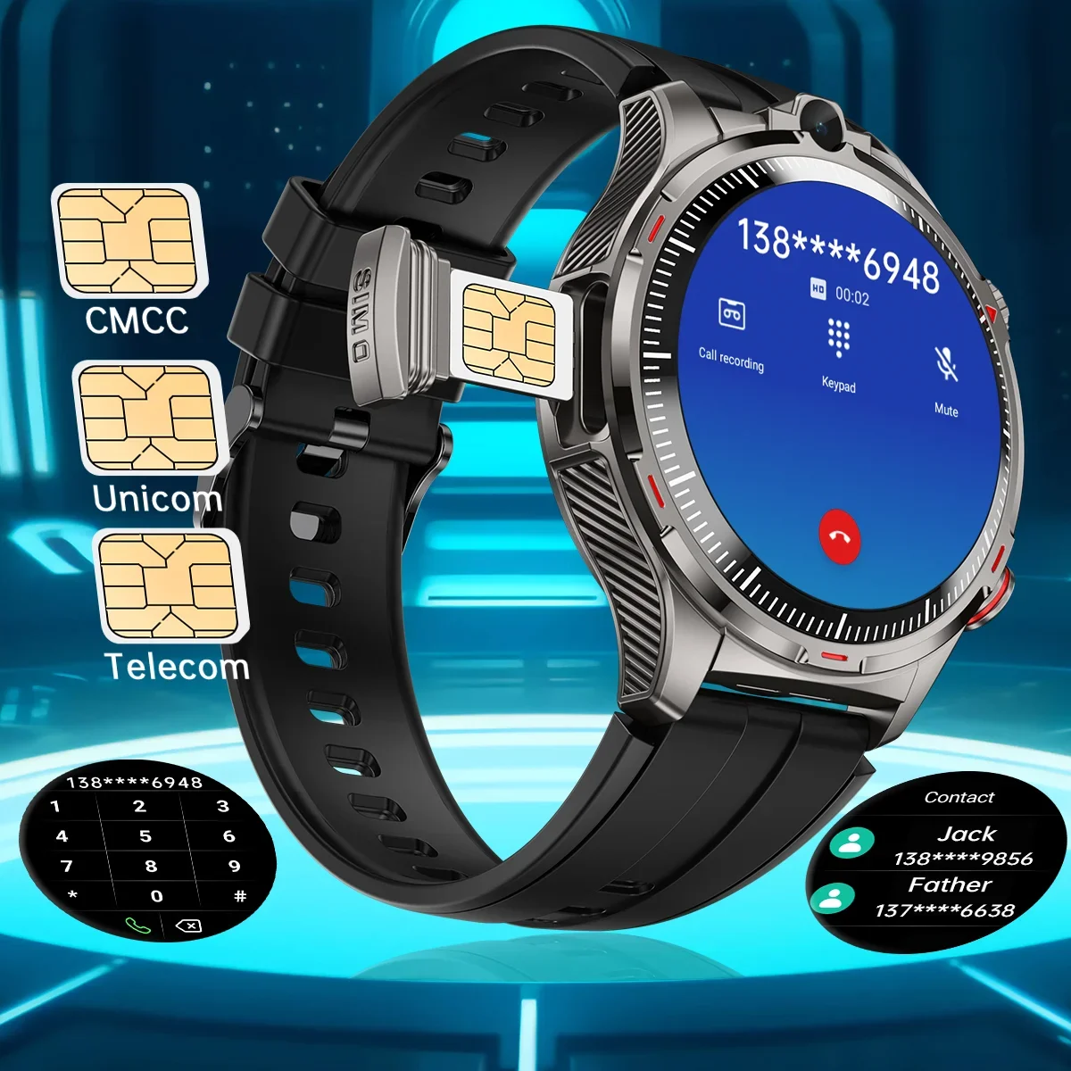 2024 New 8GB+128GB 4G Smartwatch 4G Calling Video Call 5G Sim Card Supported Dual Cameras for Men Women with Sport  WIFI & GPS