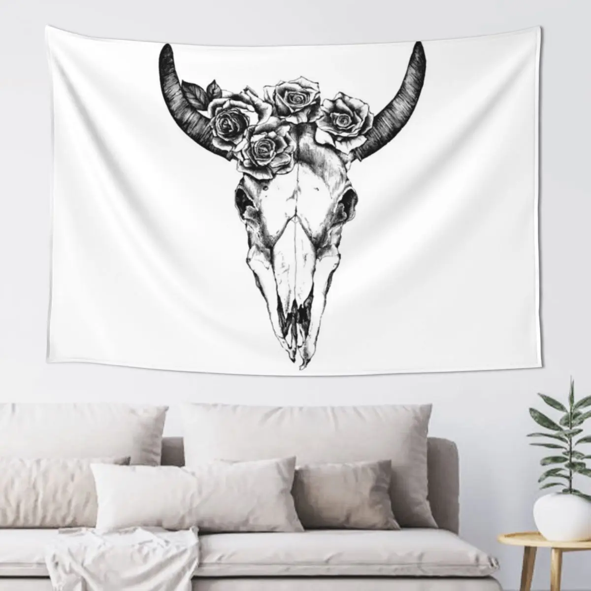 

Cow Skull Black and White Tapestry Carpet Wall Christmas Decoration Mushroom Tapestry