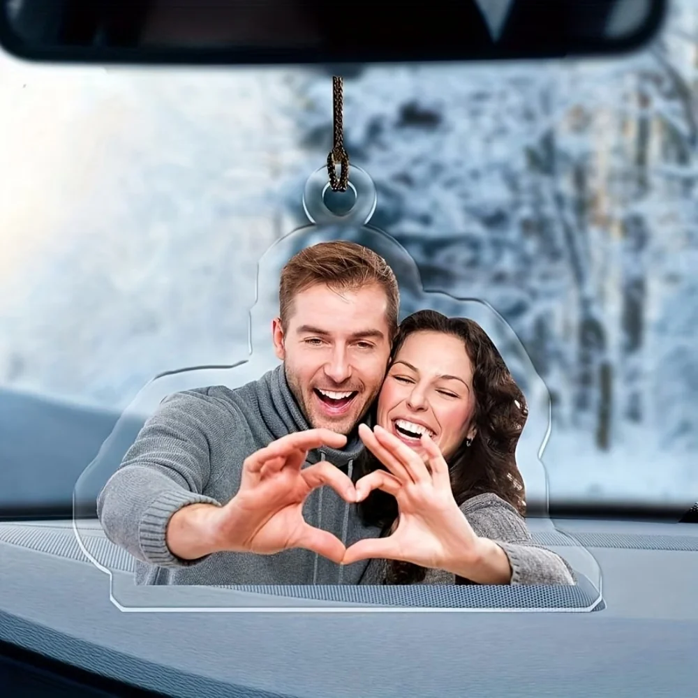 Photo Customized acrylic Car Pendant Keychain Customized Personal Photo Gift Tag Pendant Car Rearview Mirror Pendant Keychain