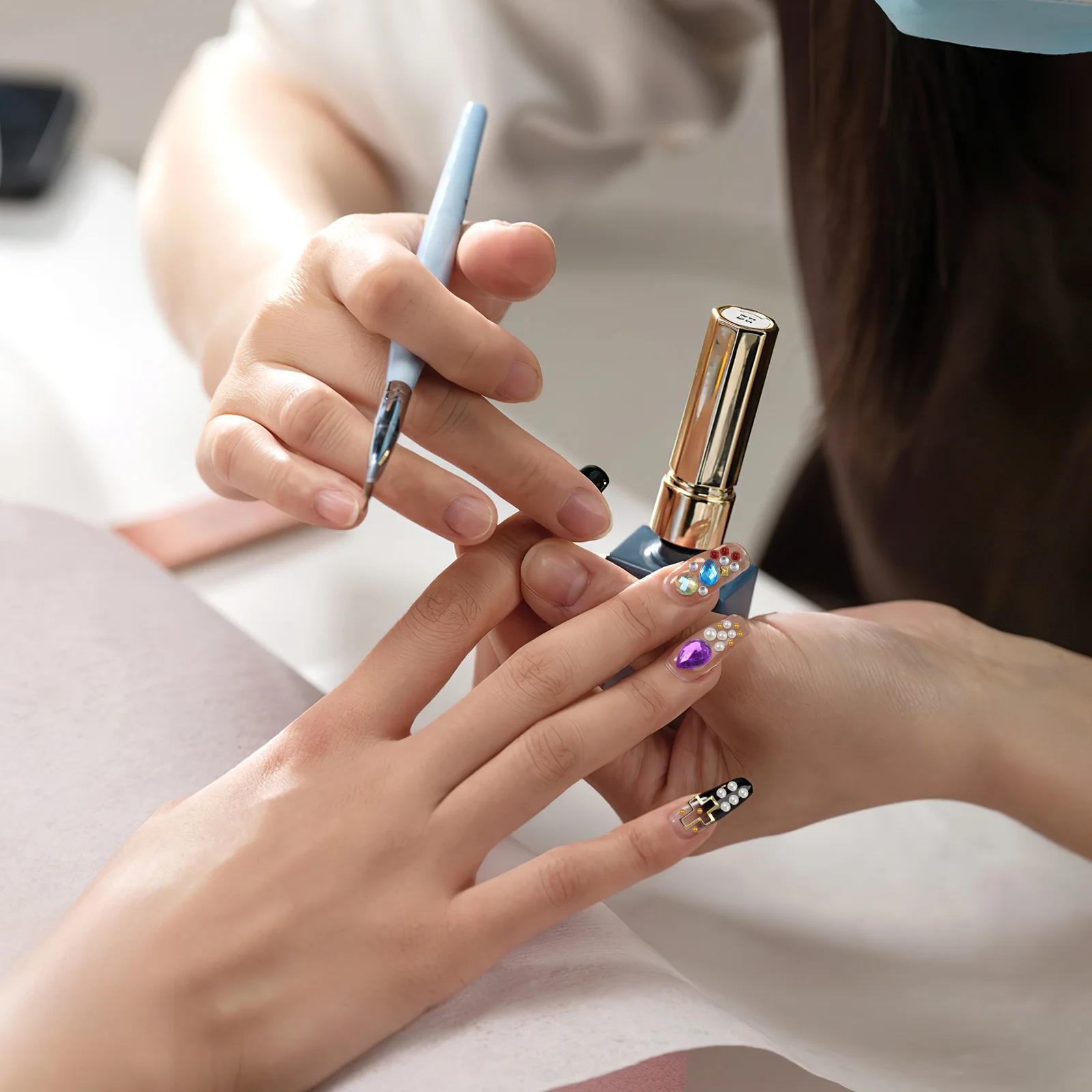 

6 Box 12 Grids Nail Art Rhinestones Mixed Style Manicure Rhinestone Decor Shiny DIY Manicure Accessories for Natural False Nails