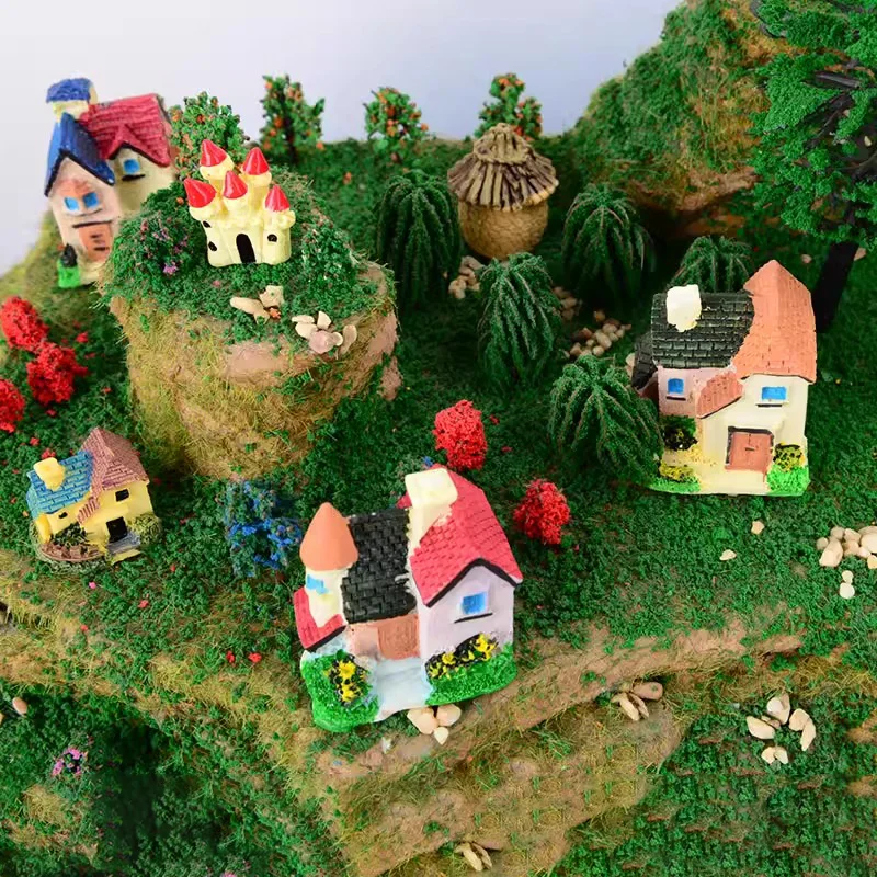 DIY Miniature House รุ่นหัตถกรรมพลาสติกสําหรับฉากก่อสร้างตารางทรายเกม Fairy Tale Gardens ของเล่นเพื่อการศึกษา